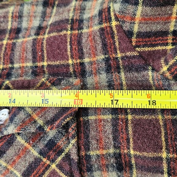 St Johns Bay mens Large vintage brown plaid shirt w yellow tan orange accents - Picture 10 of 11